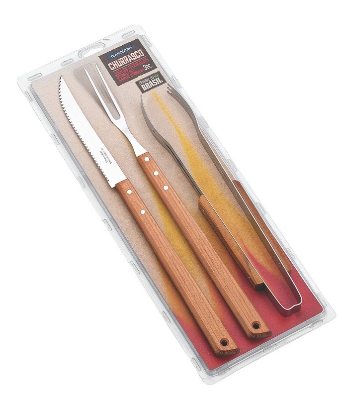 kit utensilos para churrasco 3 pecas tramontina embalagem